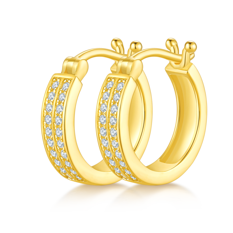 双排对半耳环S925银Moissanite厘石D级0.24ct